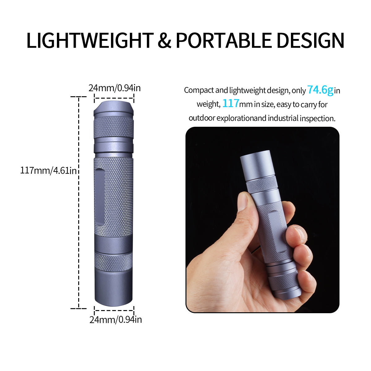 Poleshine UV Linterna - 365 nm | Alta definición pura ultravioleta | Luz negra | Recargable | H1307
