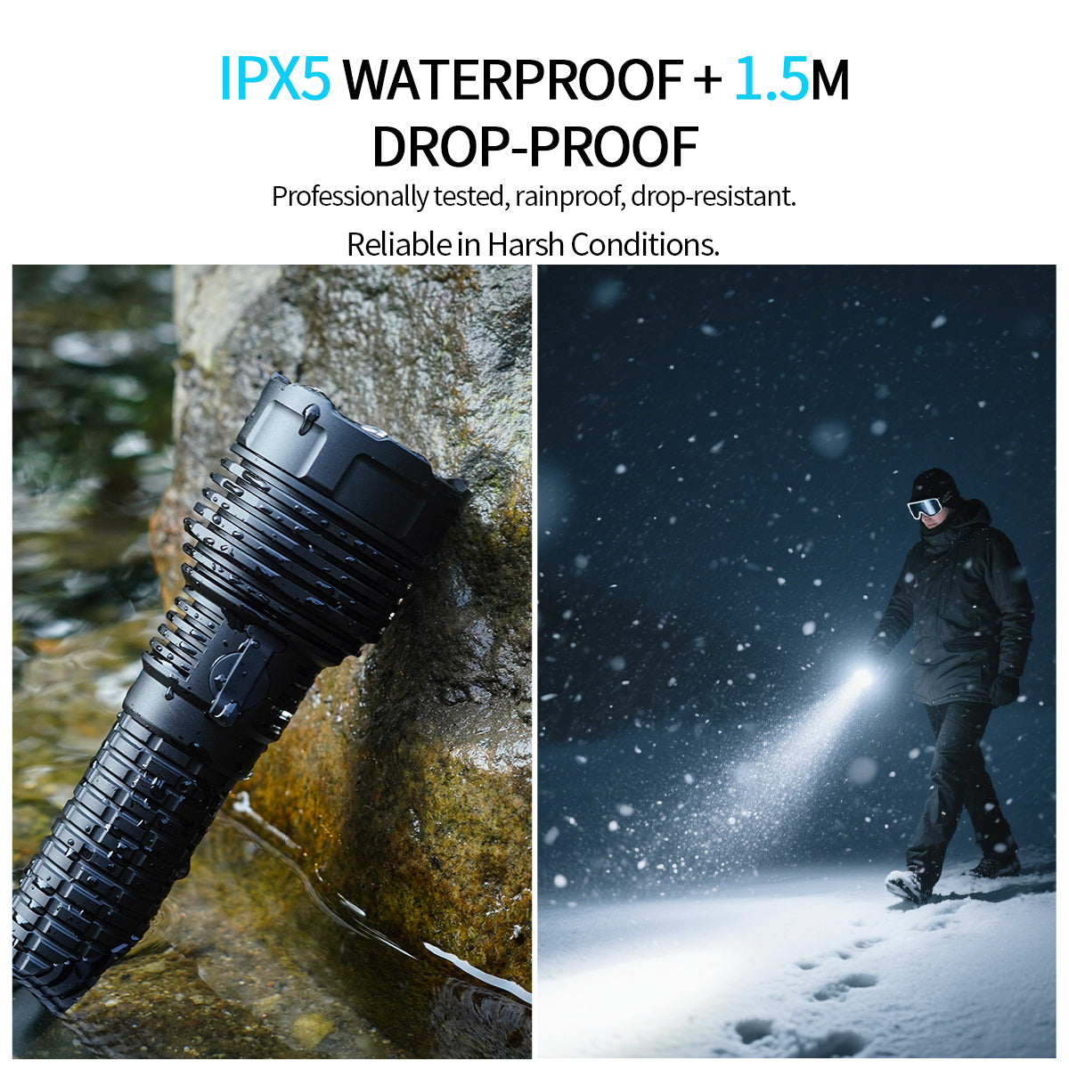 Linterna Táctica PoleShine - 2100 Lúmenes | 600m de Alcance | 4 Modos | Strobe | Recargable | Batería 4800 mAh | Impermeable | C8S-M