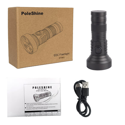 Lampe de poche PoleShine 2000 lumens | 5 modes | Lumière rouge | Stroboscope tactique | EDC pratique | DT901