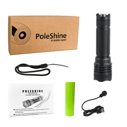 Linterna de bolsillo PoleShine - 600 lúmenes | 5 modos | Recargable | Strobe | SOS | 40H duración extendida |BD4