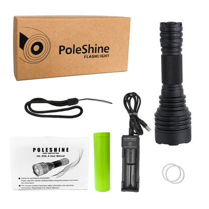 Linterna Táctica PoleShine - 1050 Lúmenes | Alcance 1000m | 5 Modos | Strobe + SOS | Recargable | Impermeable | C8SG
