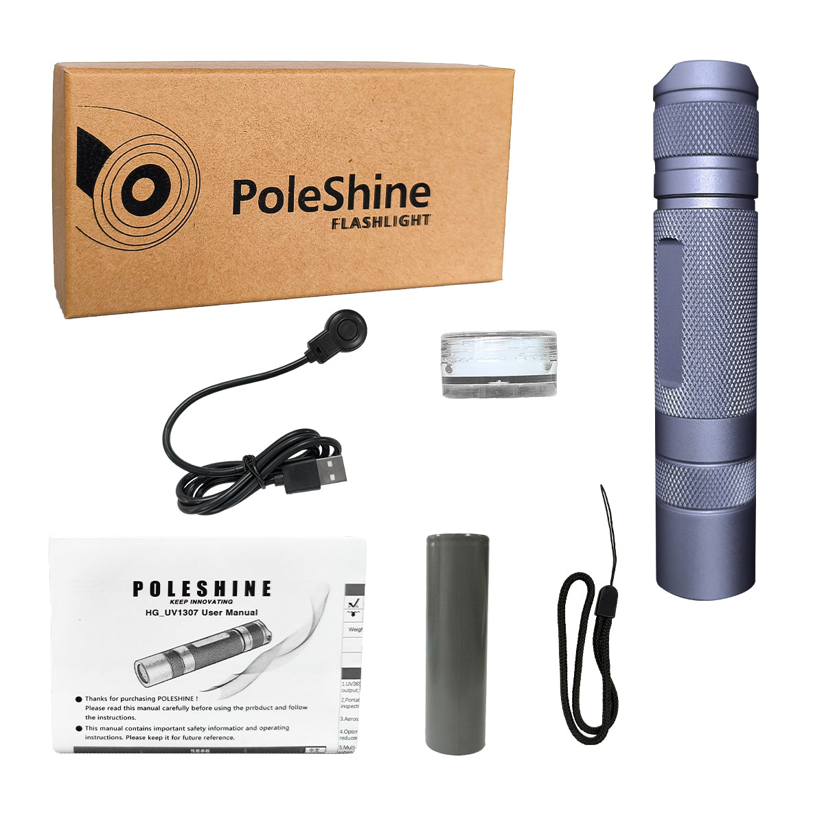 Poleshine UV Linterna - 365 nm | Alta definición pura ultravioleta | Luz negra | Recargable | H1307