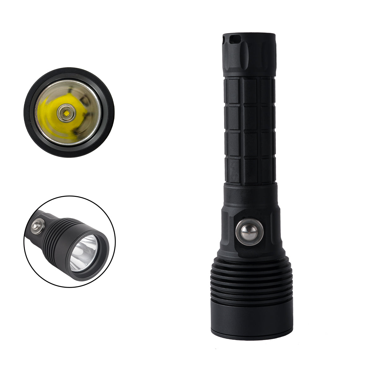 Linterna de Buceo Táctica PoleShine - 1500 Lúmenes | 6 Modos | Impermeable IPX8 | Recargable | Batería 4800mAh | Estrobo Táctico + SOS | TS3