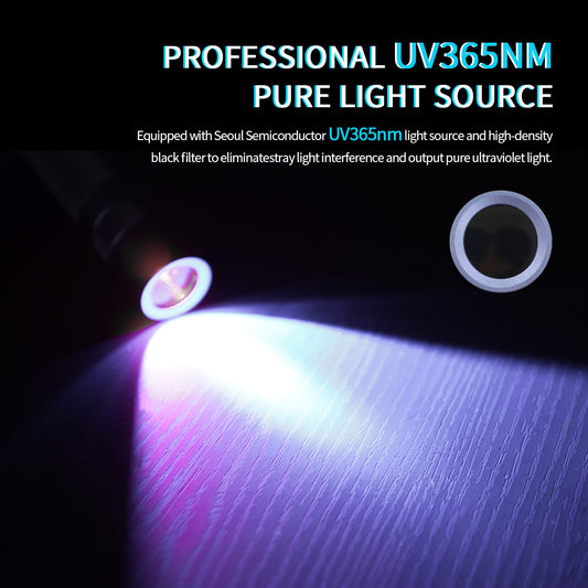 Poleshine UV Linterna - 365 nm | Alta definición pura ultravioleta | Luz negra | Recargable | H1307