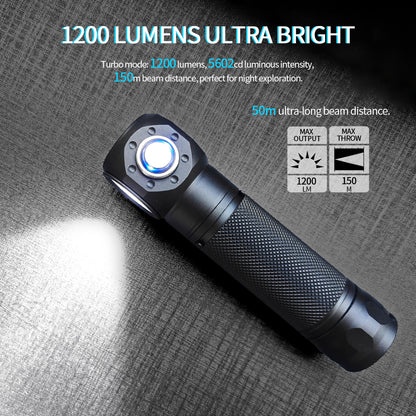 Linterna de Buceo PoleShine - 1200 Lúmenes|6 Modos|IPX8 Impermeable|Recargable|para Aventuras Subacuáticas|BD13