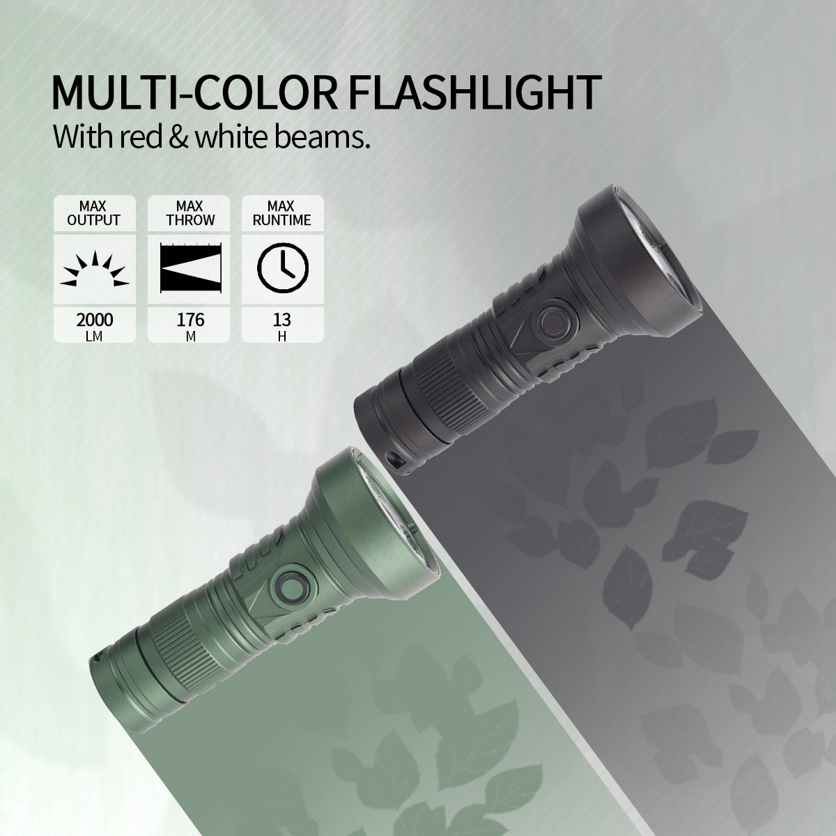 Lampe de poche PoleShine 2000 lumens | 5 modes | Lumière rouge | Stroboscope tactique | EDC pratique | DT901