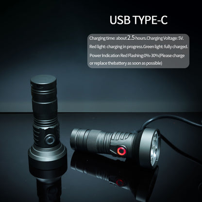 Lampe de poche PoleShine 2000 lumens | 5 modes | Lumière rouge | Stroboscope tactique | EDC pratique | DT901