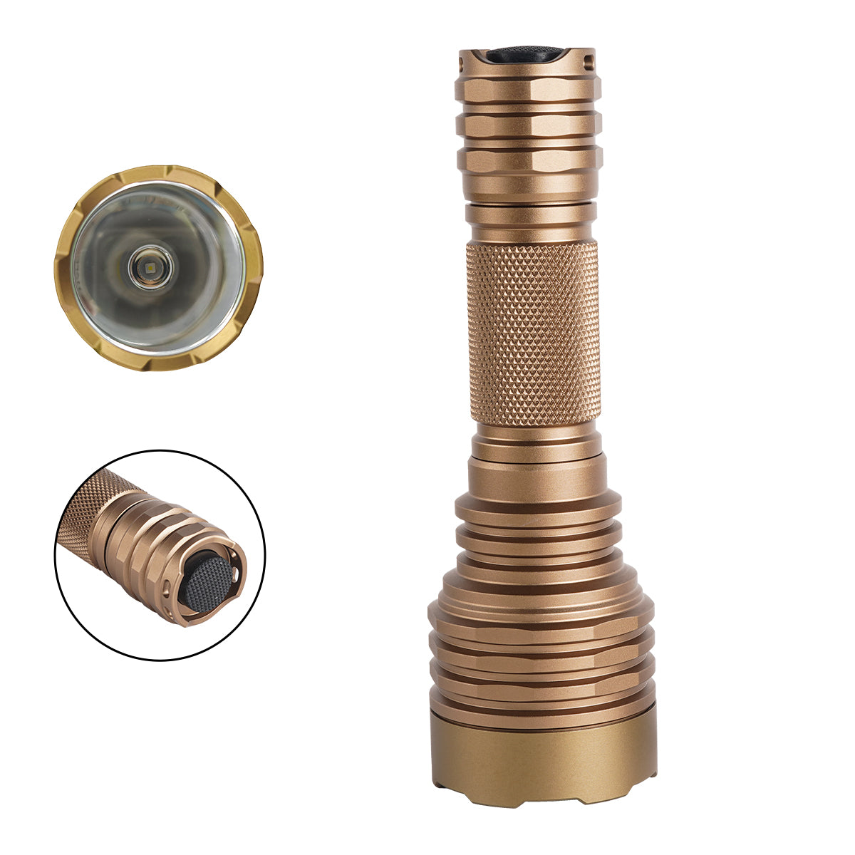 Linterna Táctica PoleShine - 1050 Lúmenes | Alcance 1000m | 5 Modos | Strobe + SOS | Recargable | Impermeable | C8SG