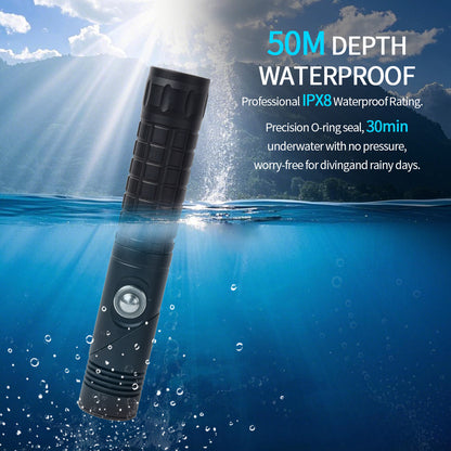 ‎PoleShine  Diving Flashlight - 1200 Lumens | 6 Modes | IPX8 Waterproof | Rechargeable | Adjustable Angle | 4800mAh Battery |TX1