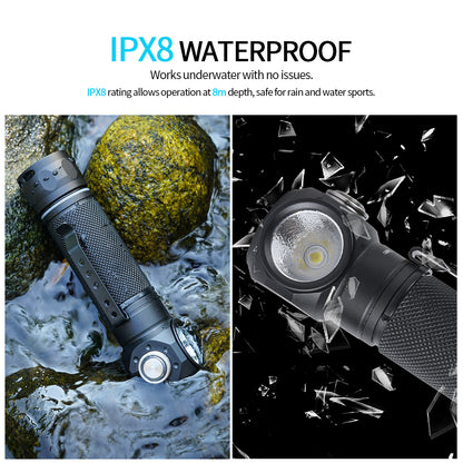 Linterna de Buceo PoleShine - 1200 Lúmenes|6 Modos|IPX8 Impermeable|Recargable|para Aventuras Subacuáticas|BD13
